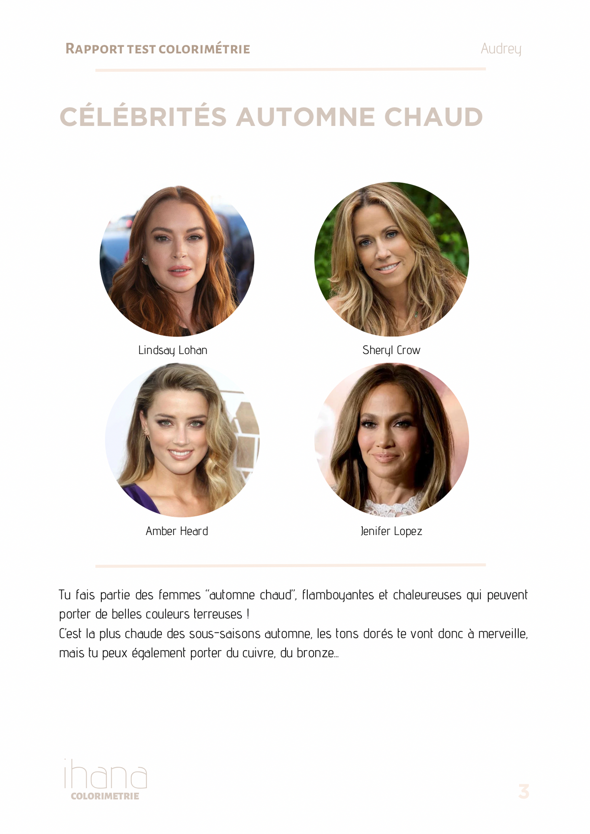 Photo test colorimetrie femme en ligne celebrite automne 
